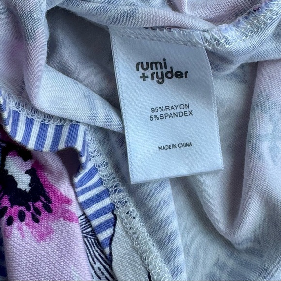 Rumi + Ryder Girls Maxi Dress Blue Stripe Floral Print Spaghetti Strap Size L - Picture 5 of 10